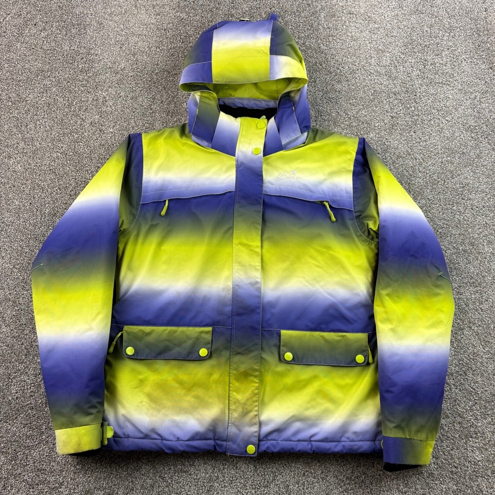Liquid Freerider Snowboard Jacket Women's XL Blue Yellow Ombre Waterproof 8000mm